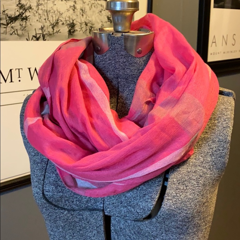 Pink Plaid Print Infinity Scarf